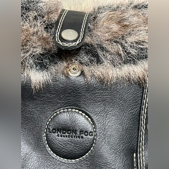 London Fog NWT Black Winter Boots with Fur Trim Size 8 - Picture 3 of 12